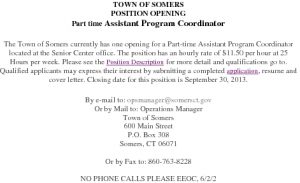 Icon of Part Time Assistant Program Coordinator Position Summary